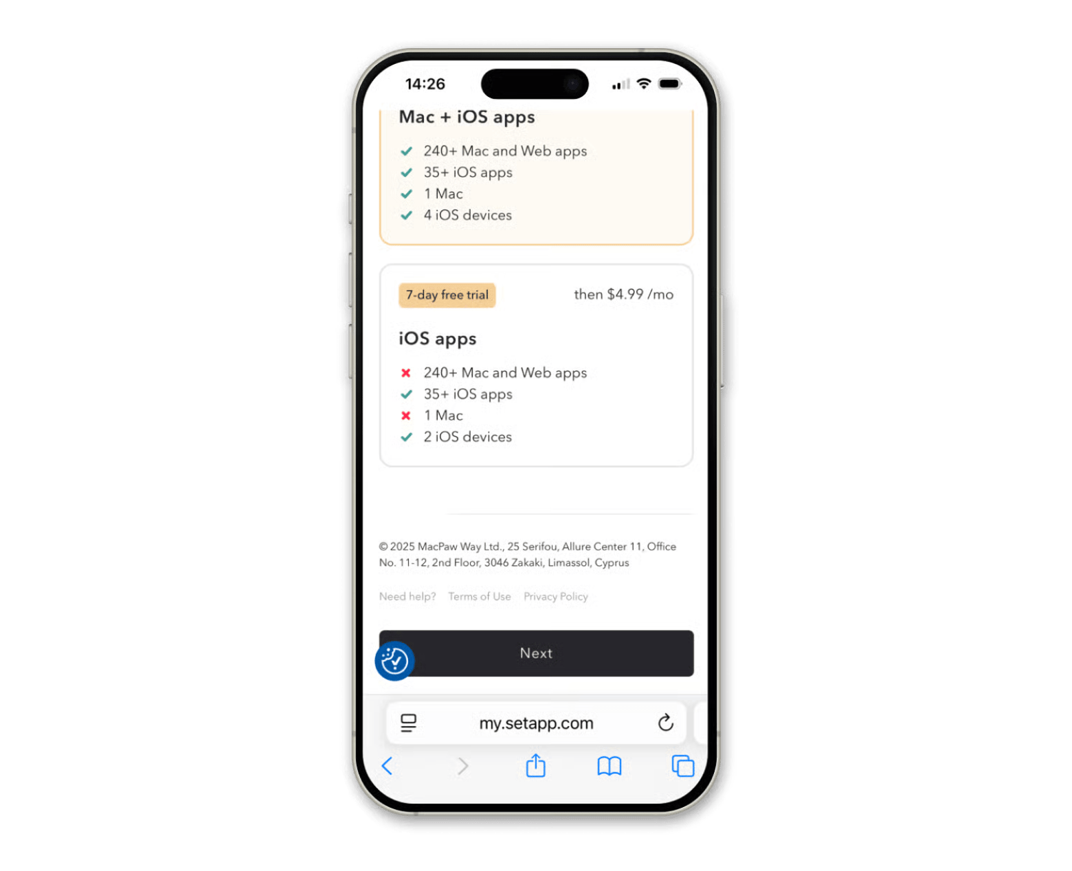 How to choose Setapp iOS plan 