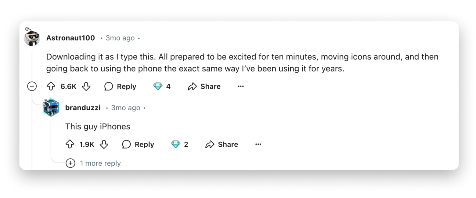 iOS 18 comment reddit