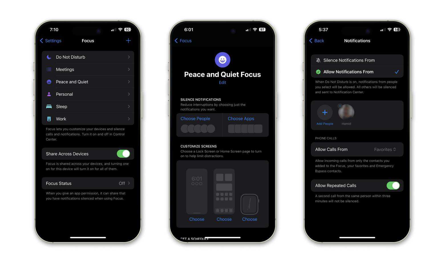 ios focus settings