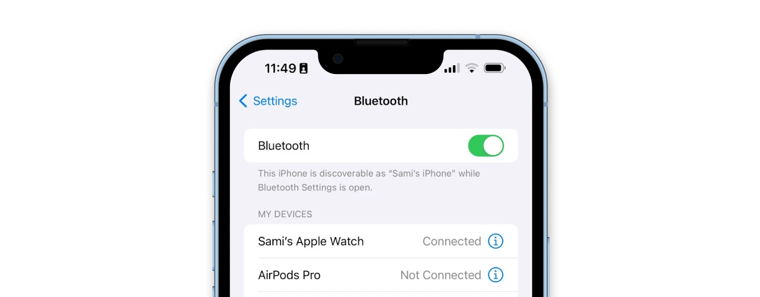 iphone bluetooth settings page 