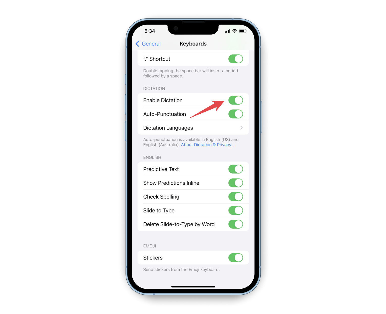 Enable Dictation on iPhone