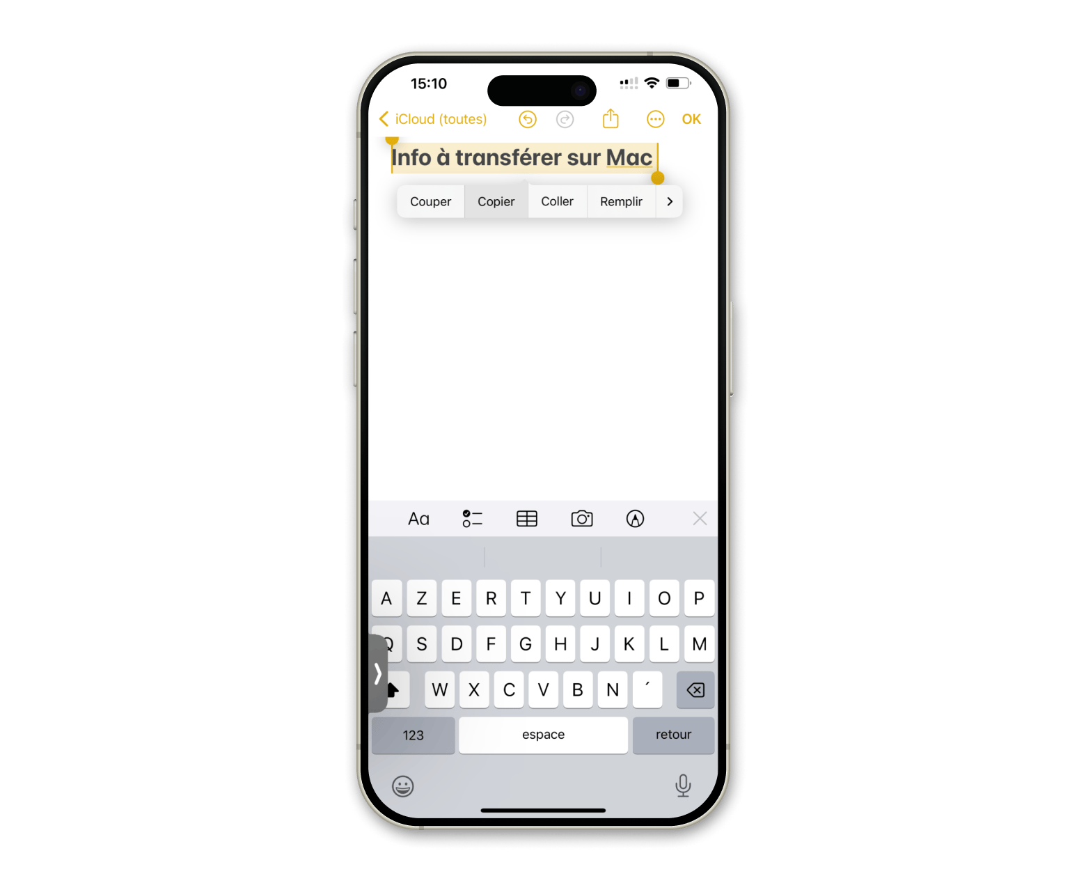 iPhone notes app copie
