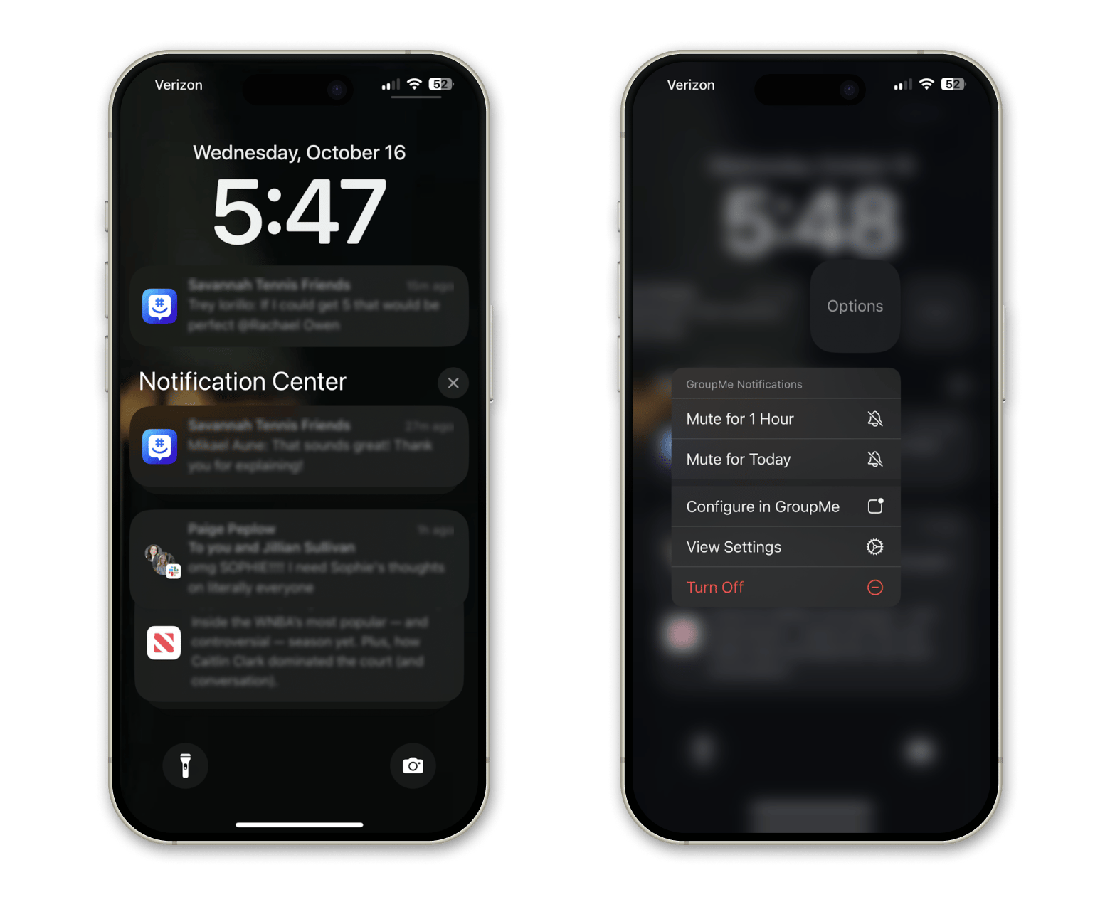 open notifications center on iPhone 