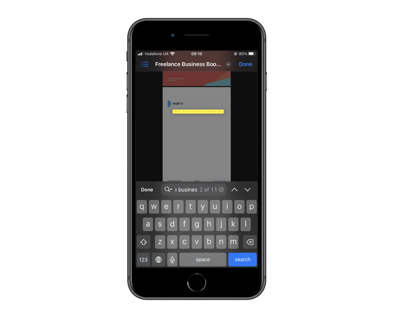 search for a phrase on iPhone