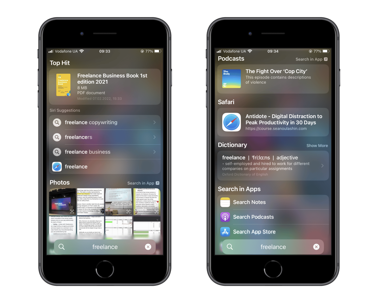 Spotlight search on iPhone