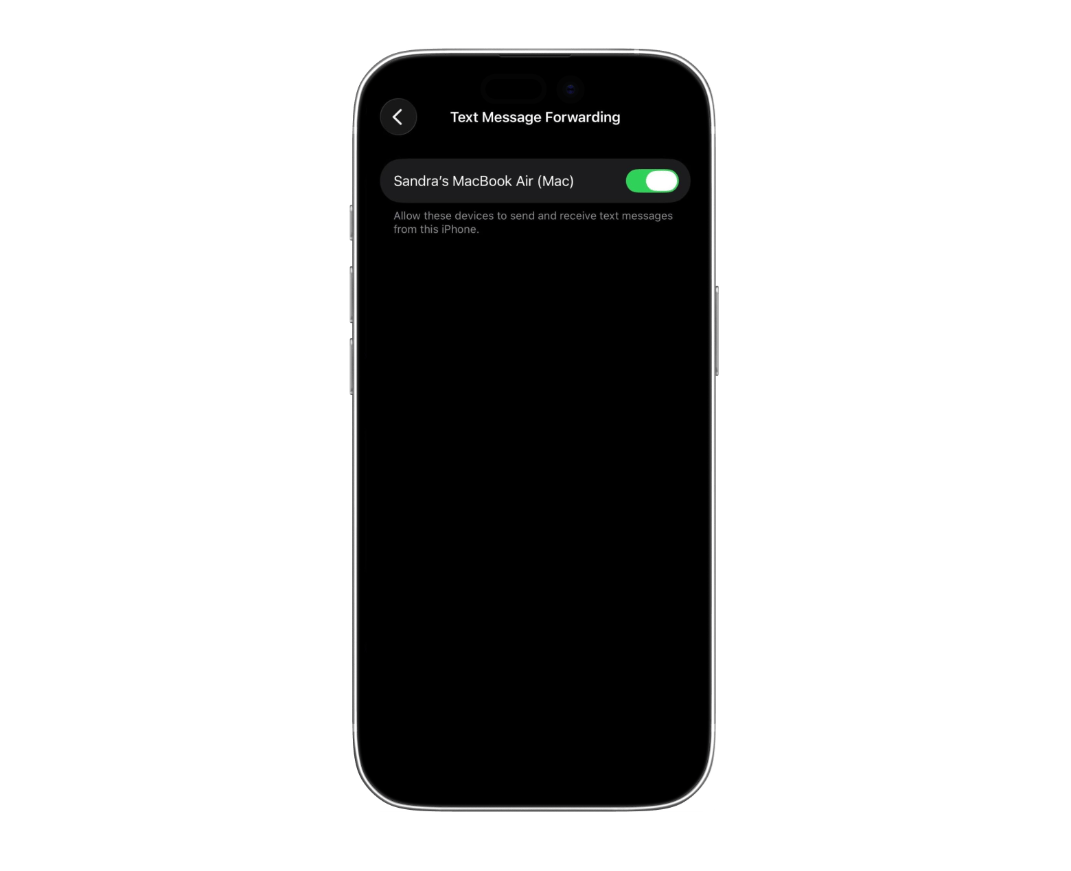 iPhone text message forwarding on Mac