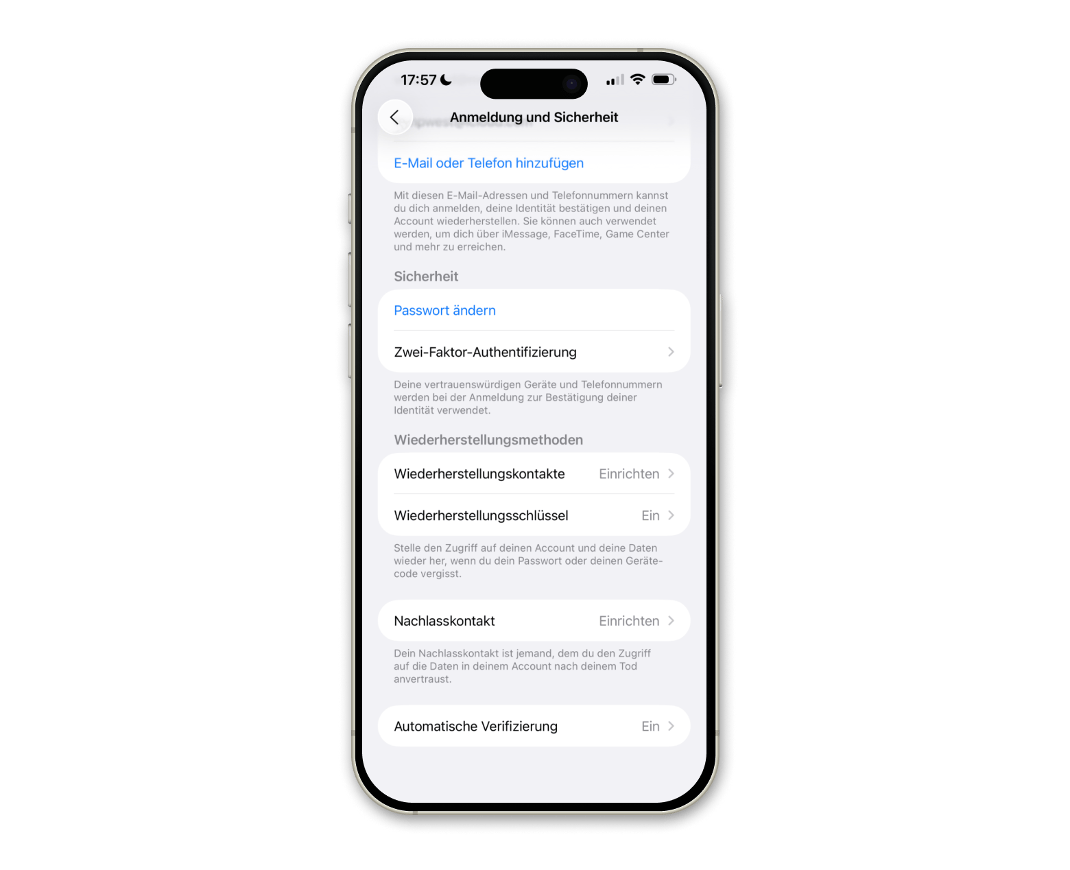 iPhone Zwei Faktor Authentifizierung einrichten