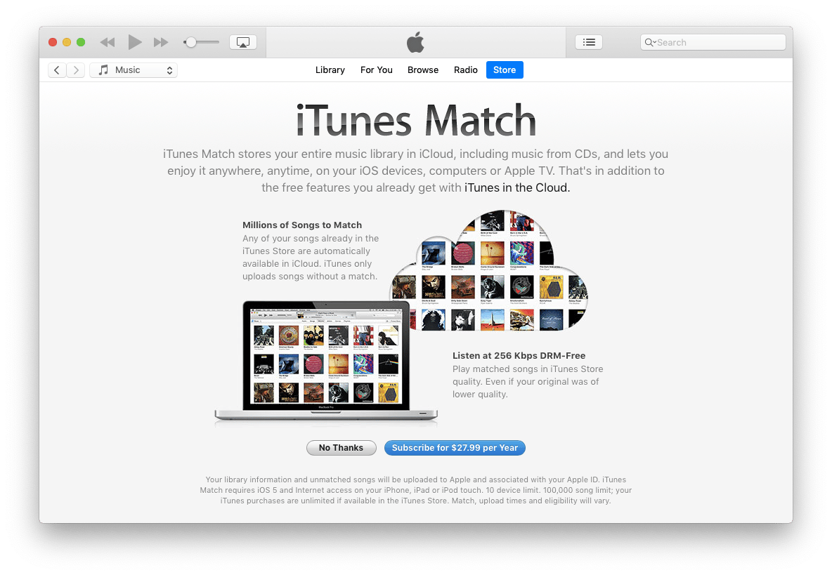 iTunes match subscription