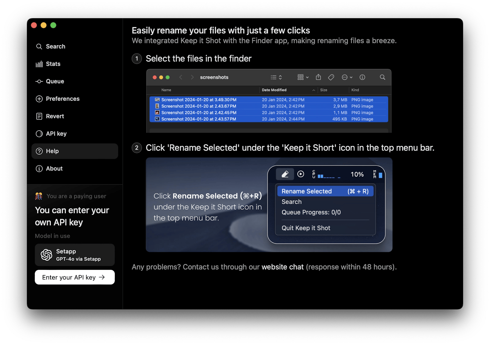 Keep It Shot to rename multiple files