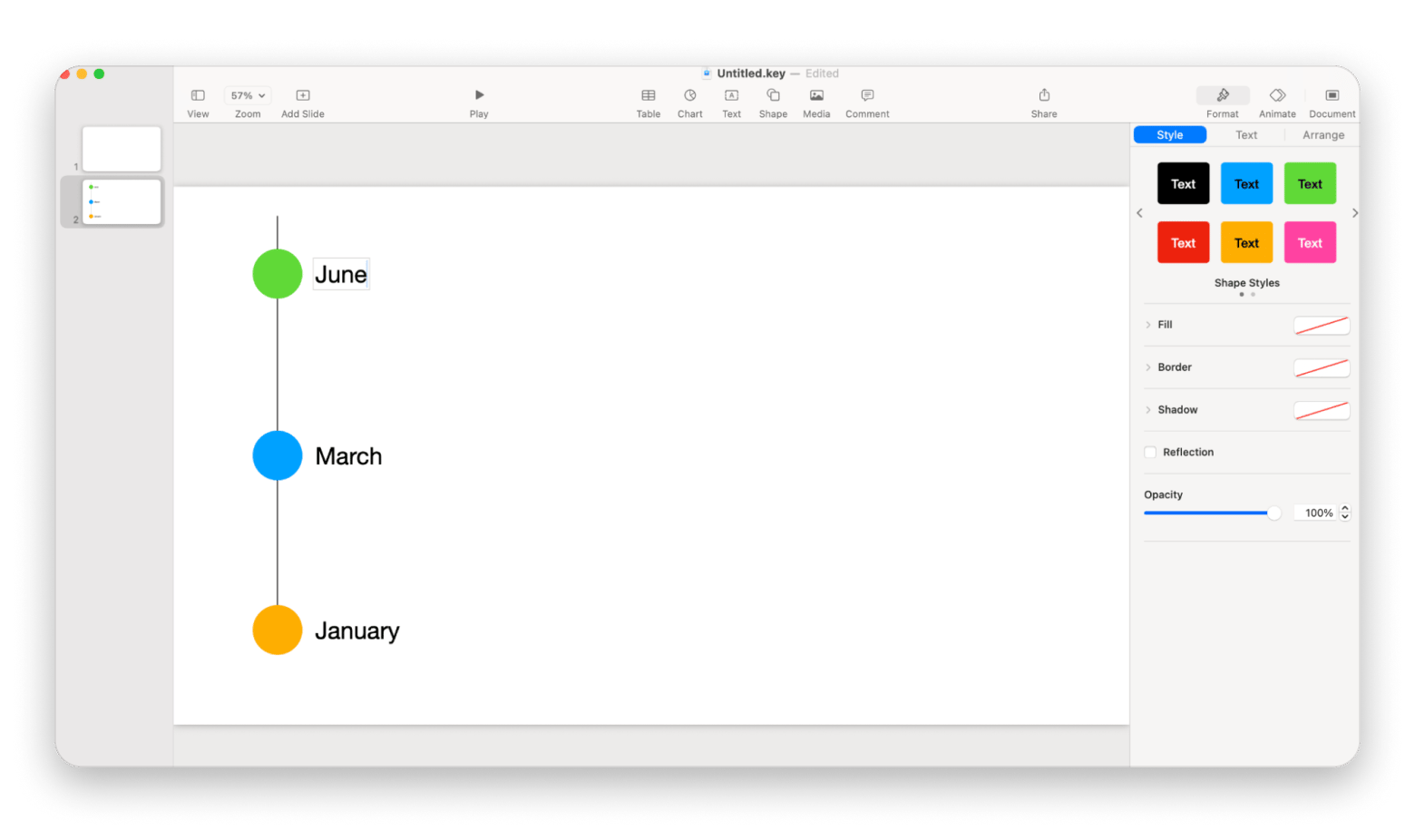 Keynote timeline creation