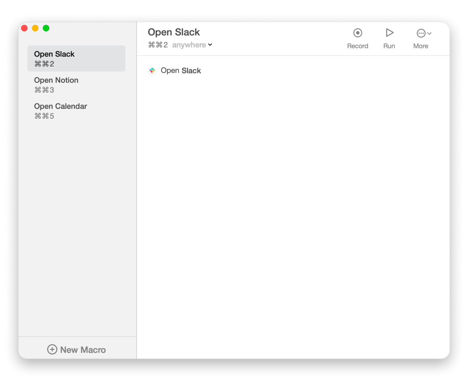 The interface of Keysmith, a keyboard shortcut and macro app available on Setapp