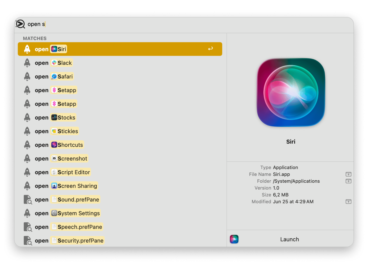The launcher interface of Lacona, a keyboard assistant for Mac available on Setapp