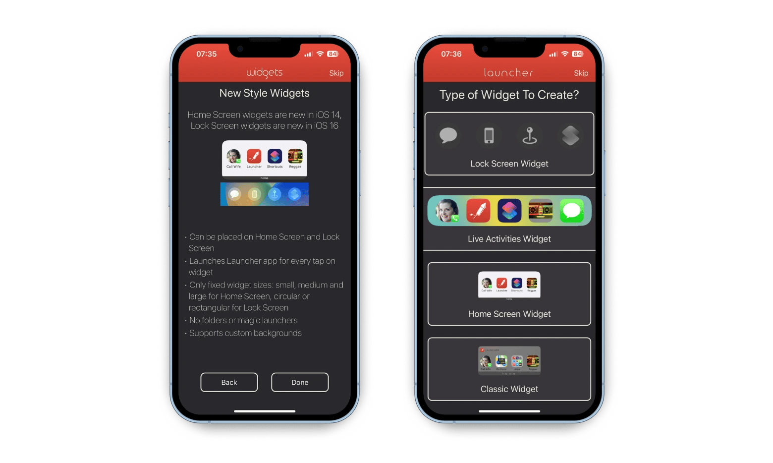 Launcher iPhone widgets