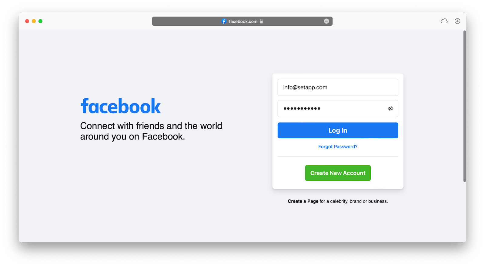 log in facebook online mac