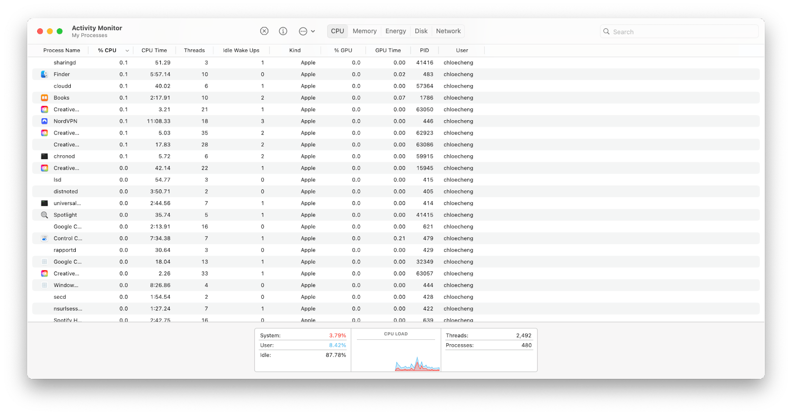 mac activity monitor interface