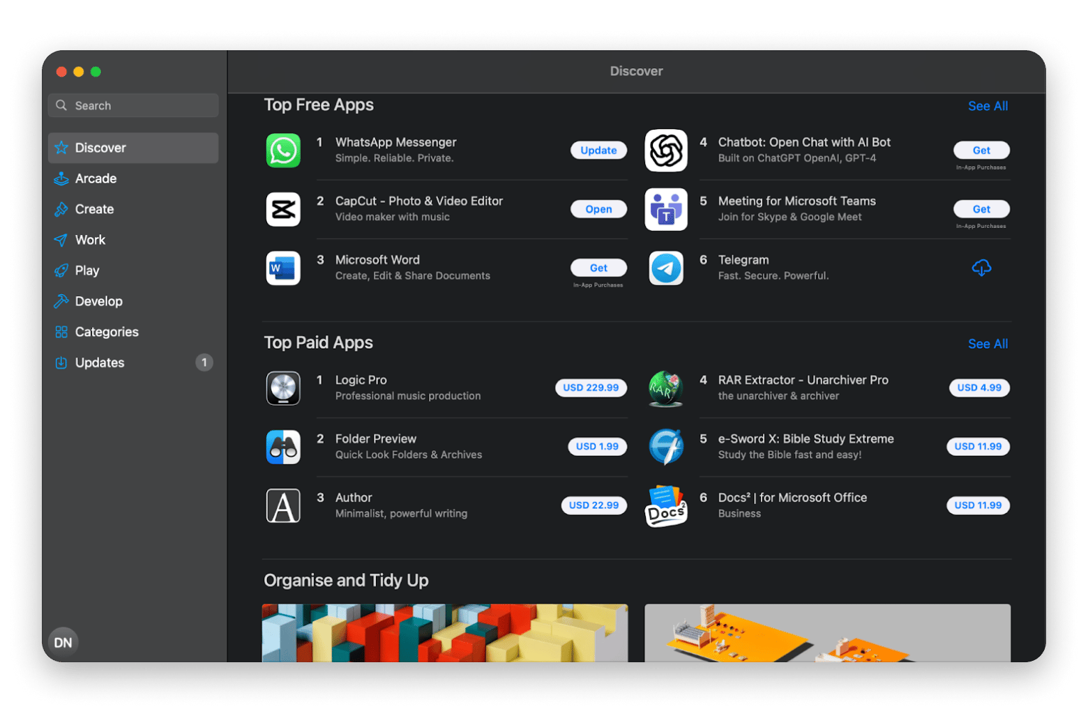 Categories in Mac App Store