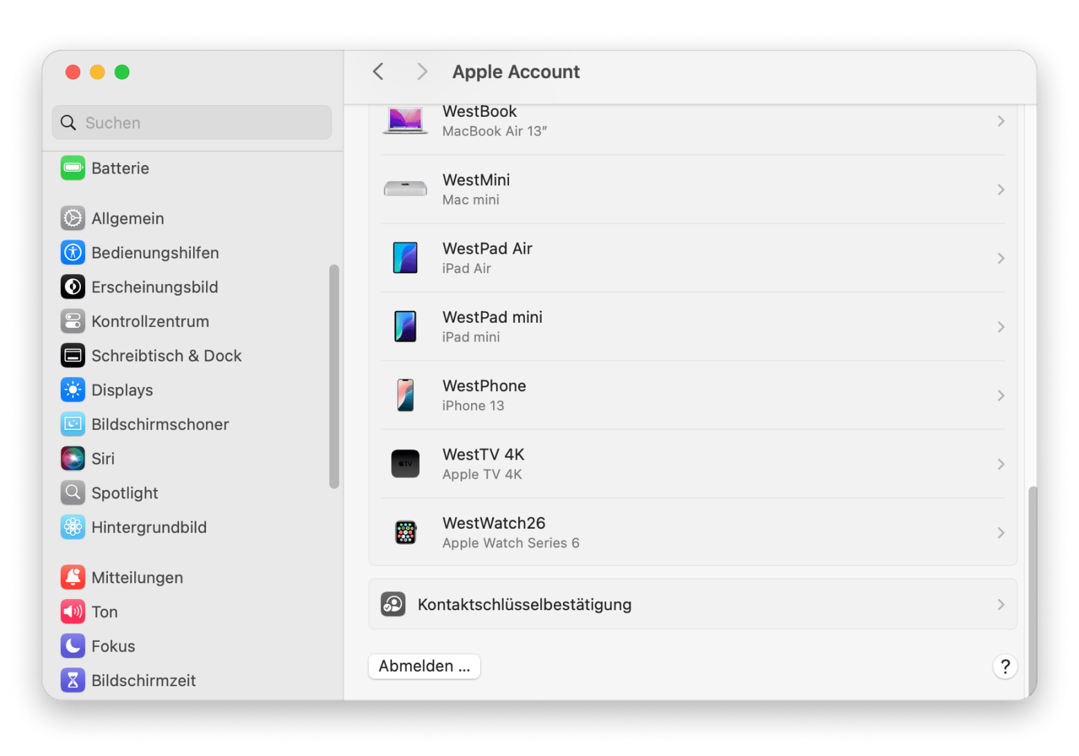 Mac: Apple Account abmelden