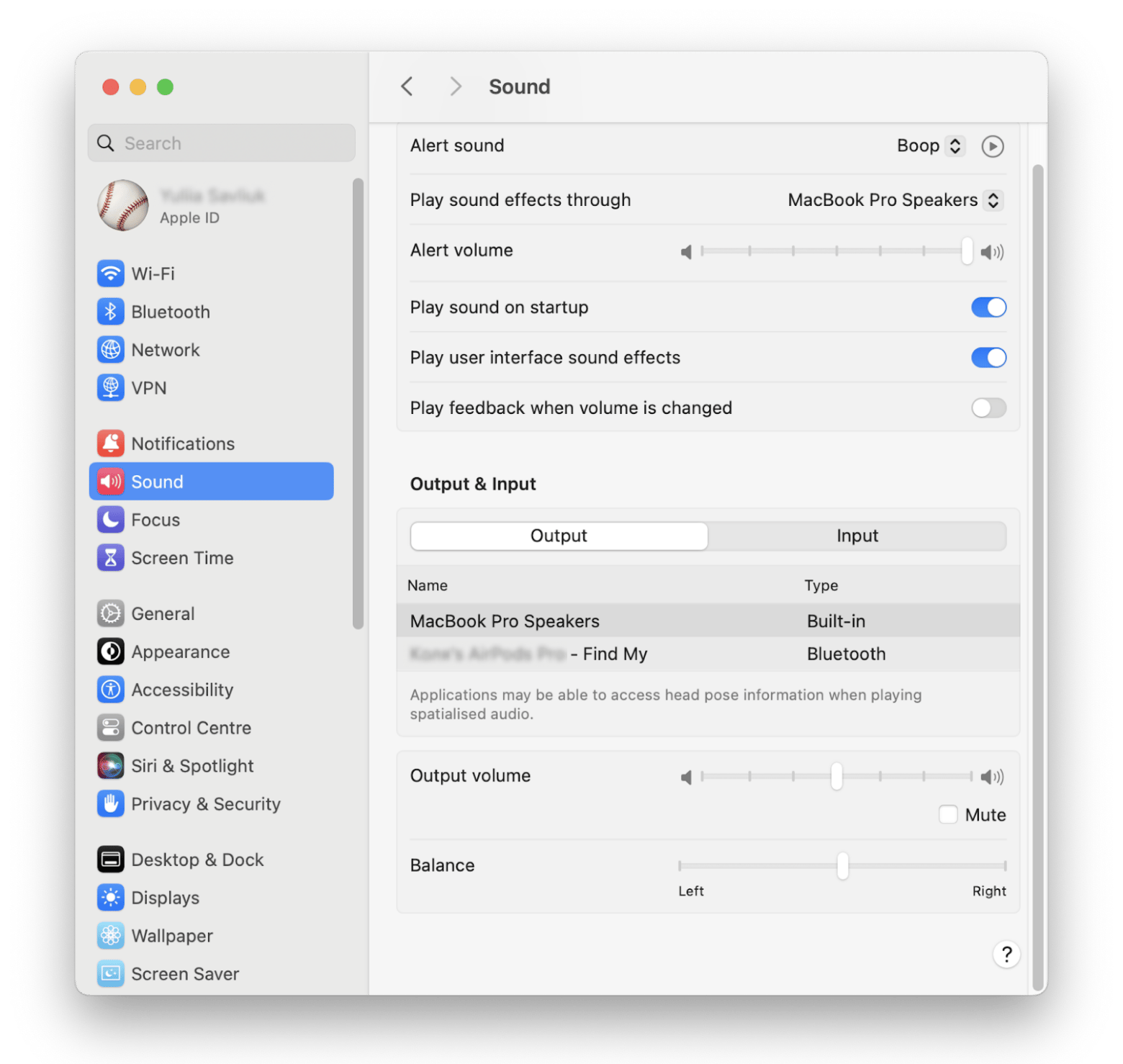 mac audio volume balance