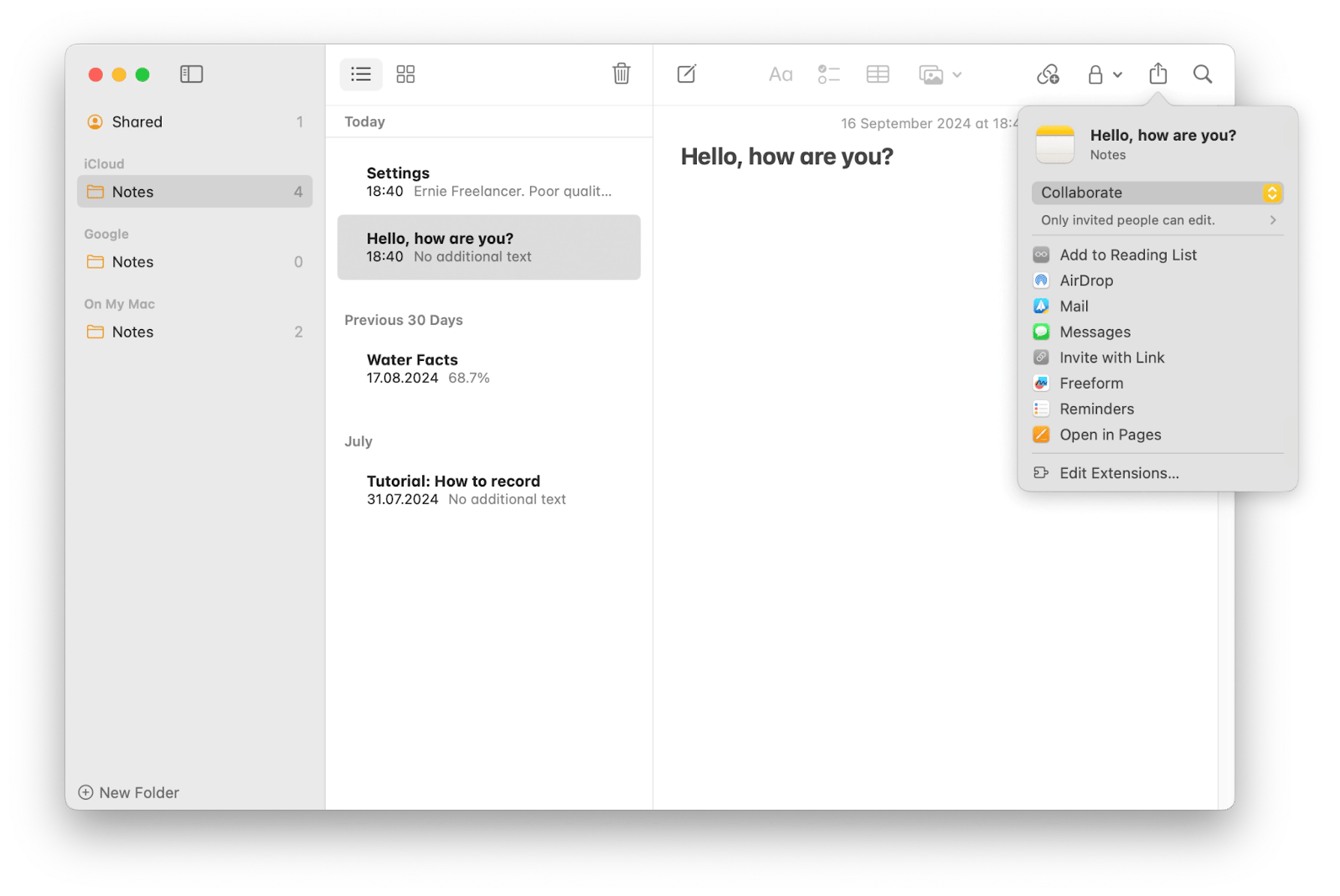 Collaborate Notes on Mac