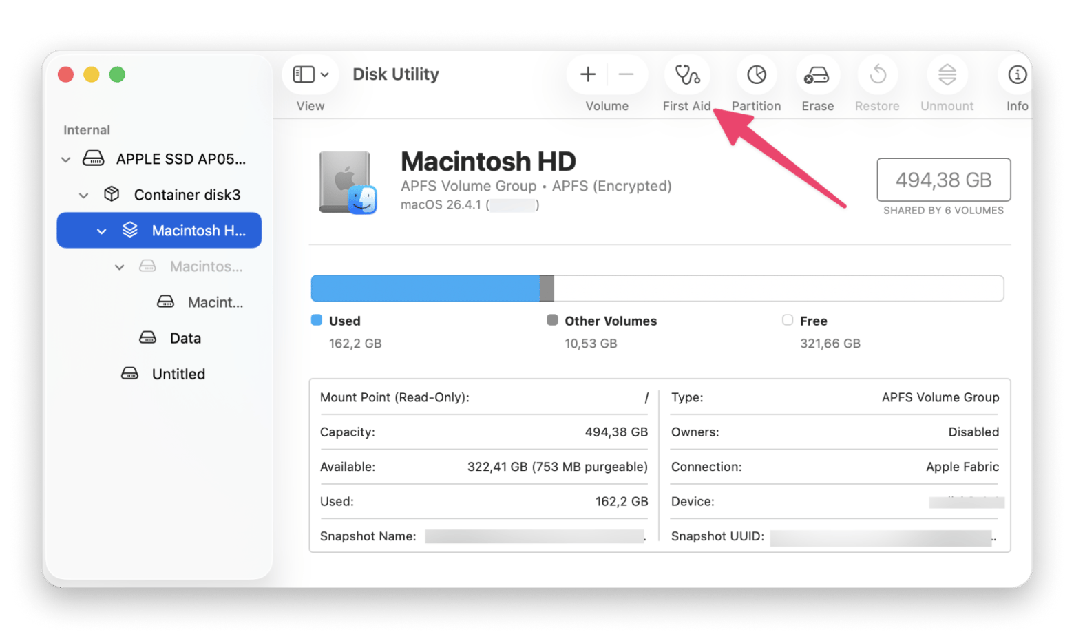 Mac disk utility apfs volume storage