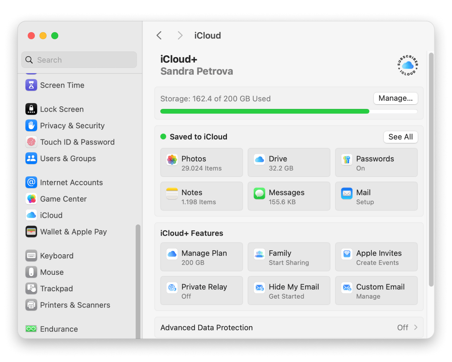 Mac iCloud settings Mac iCloud settings