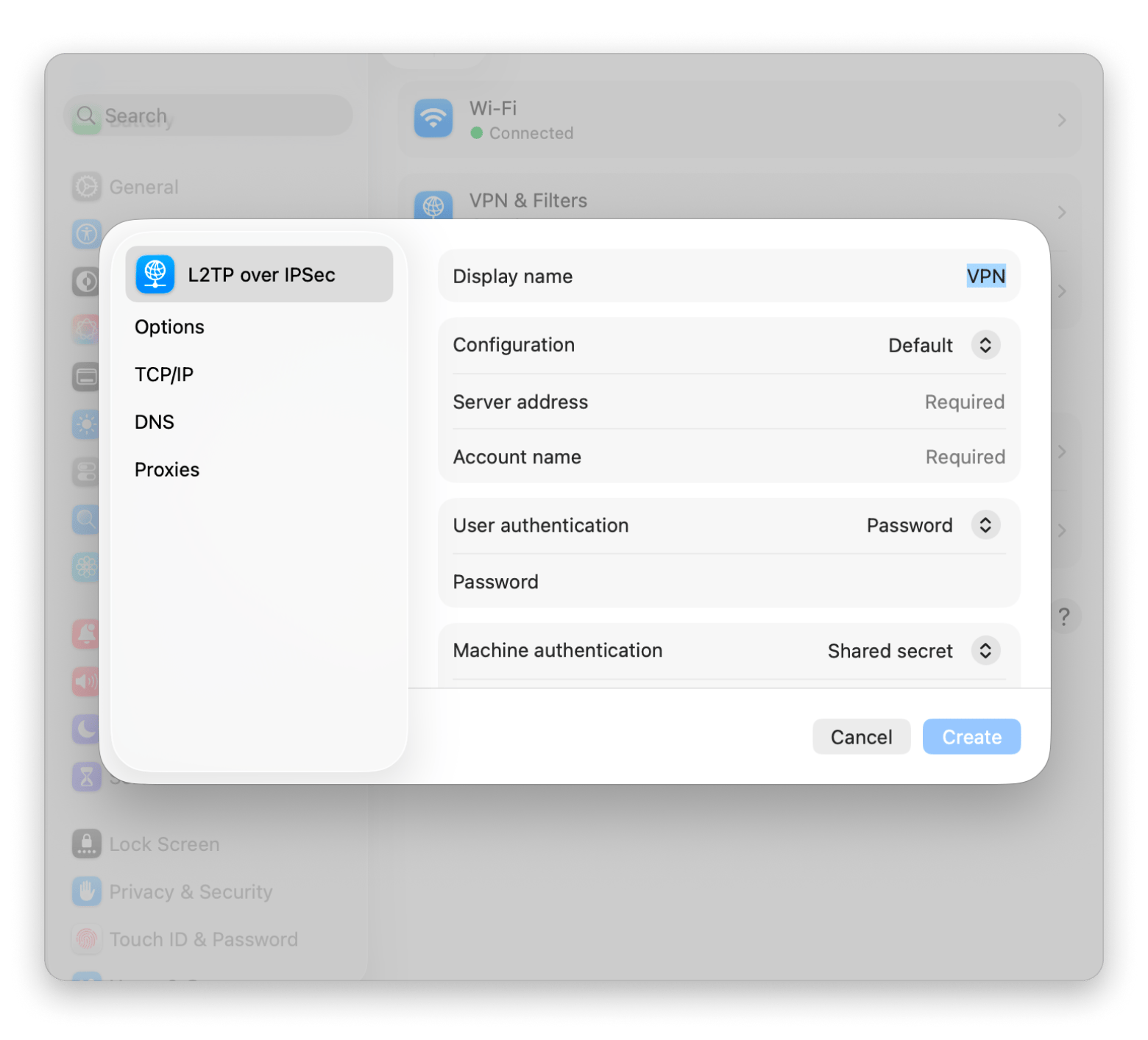 Mac manual VPN configuration
