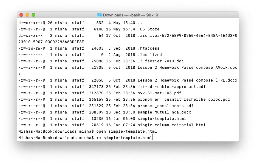 mac terminal delete file