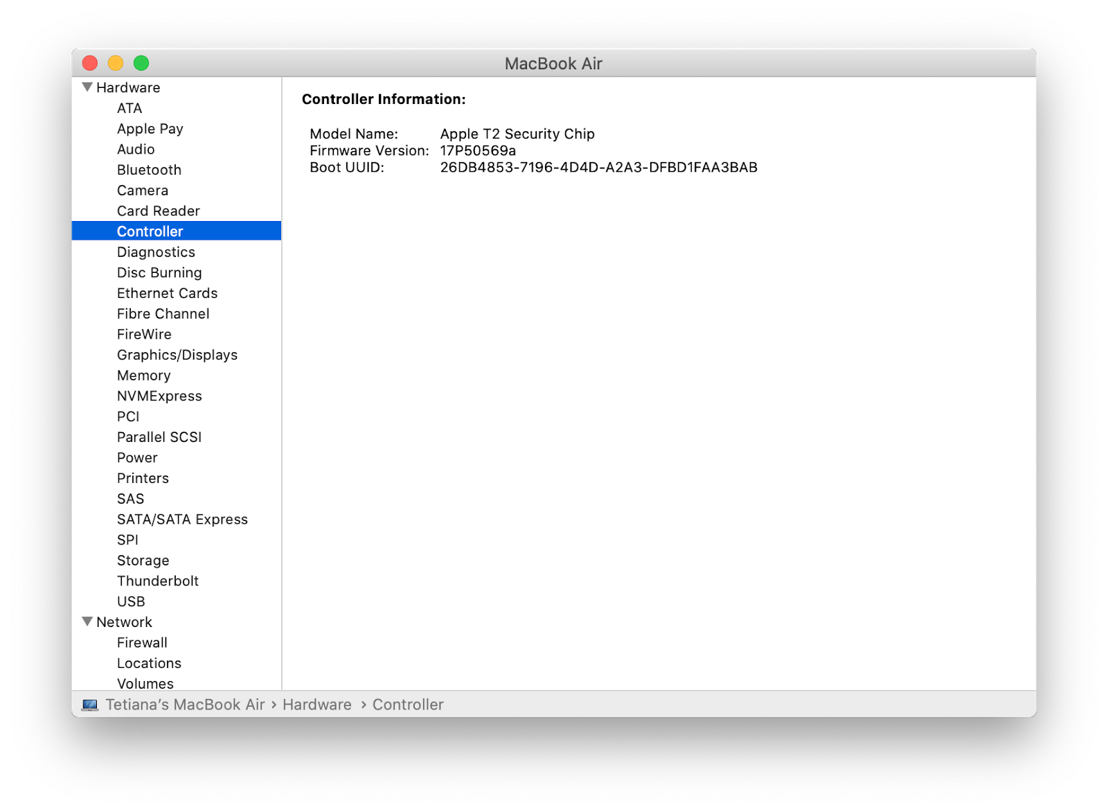 macbook controller info