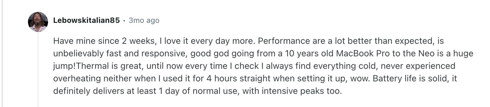 User review on MacBook Neo