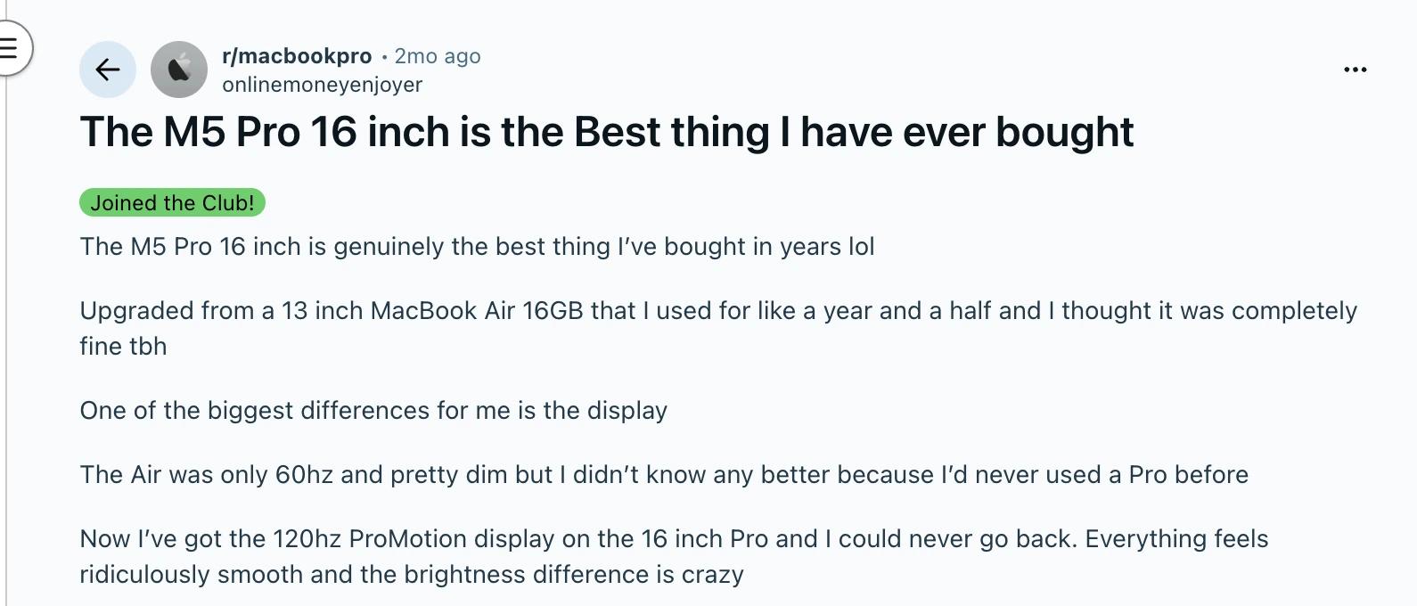 User review on MacBook Pro 16-inch M5 Pro