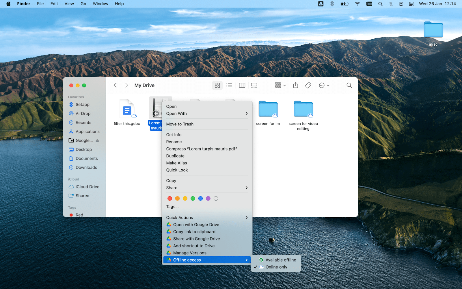 make available offline google drive on mac app