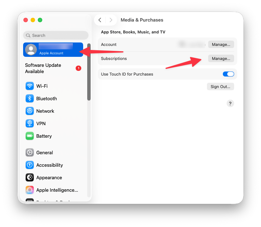 managing subscriptions on Mac