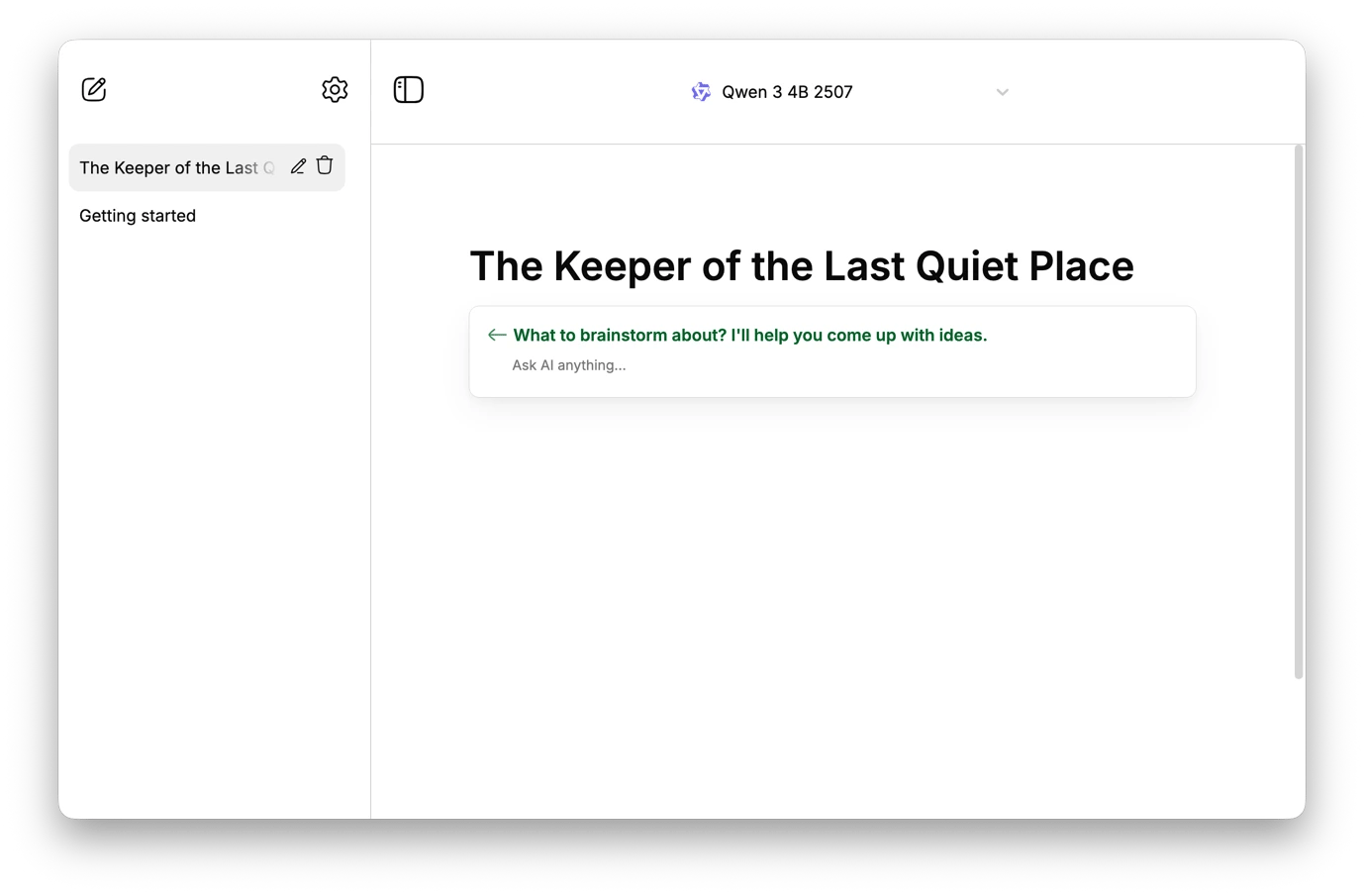 The writing interface of Manzoni, an AI writing tool available on Setapp