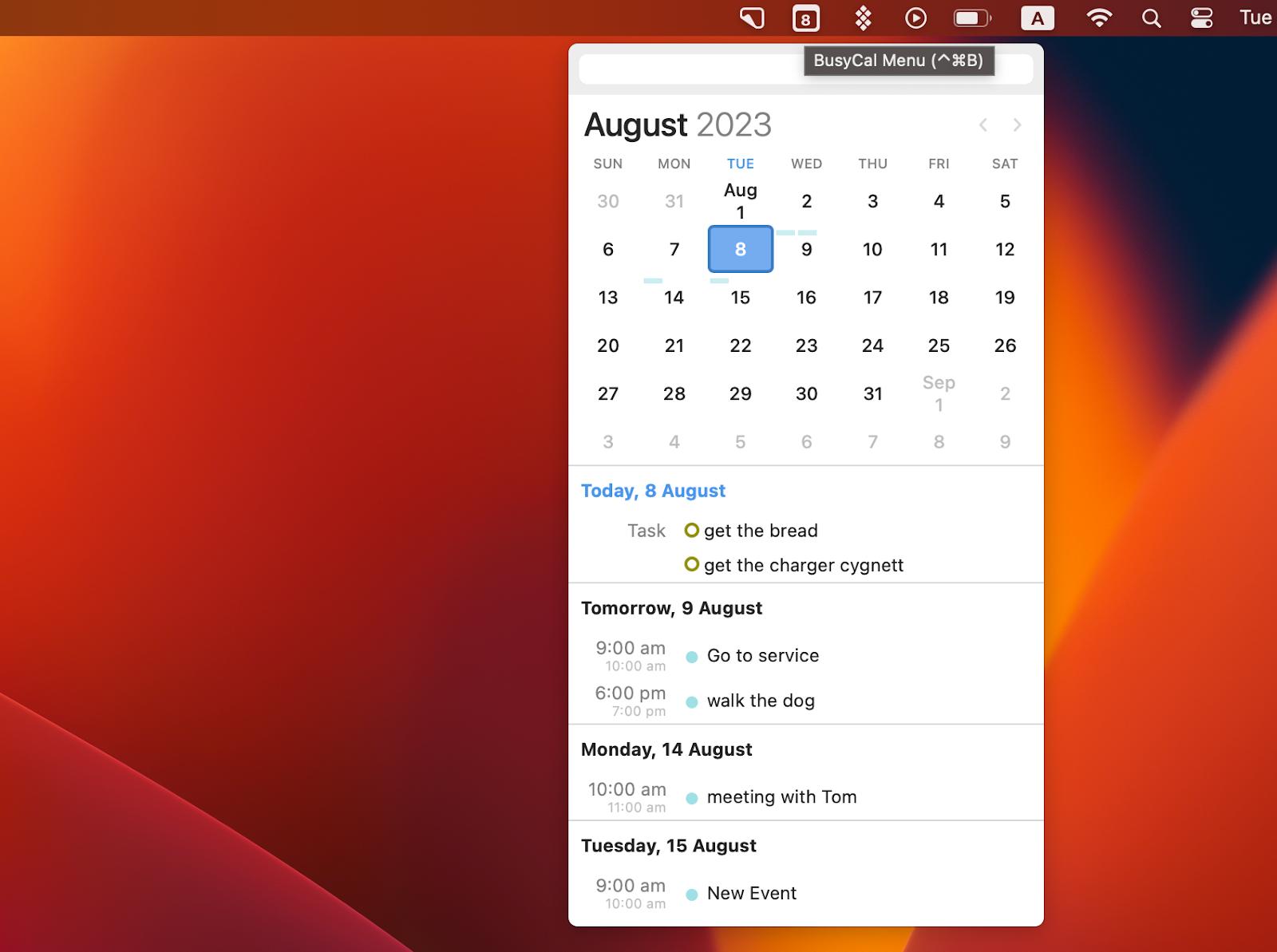 menubar calendar busycal