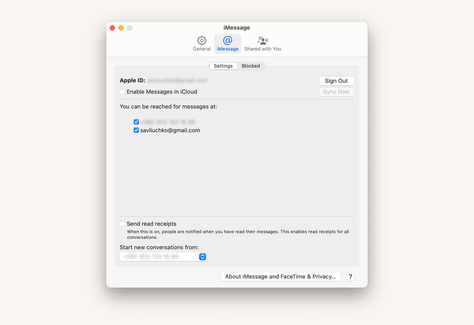 messages set up imessage on mac