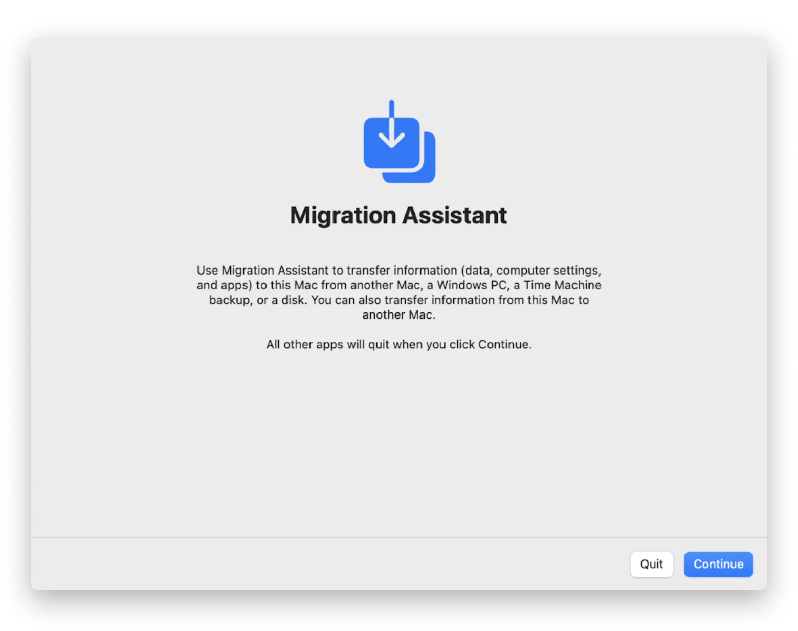 migration assistant restore mac