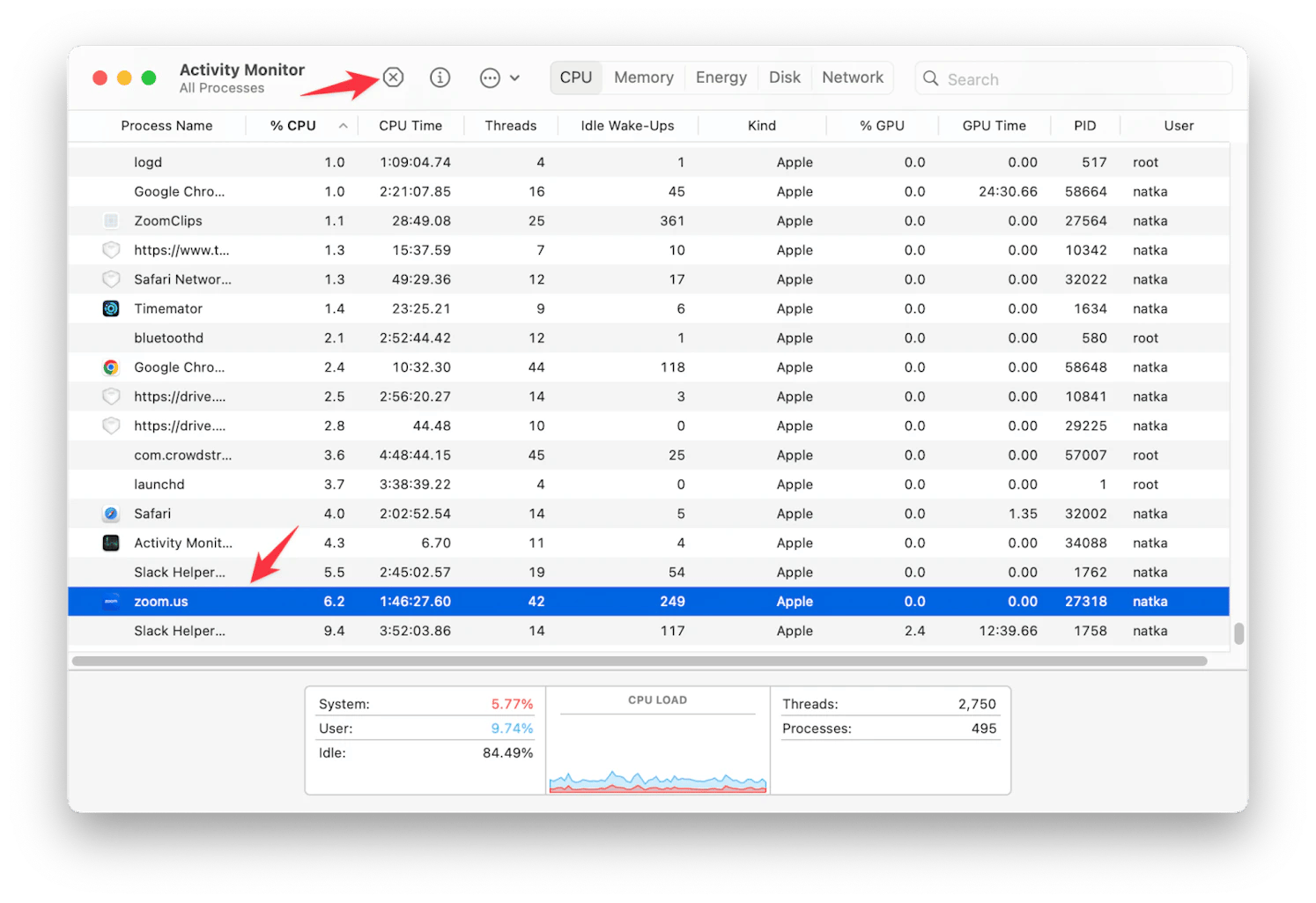 monitor cpu and ram using activity monitor