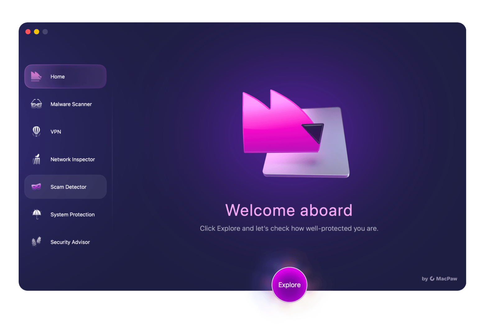 The home screen of Moonlock Engine on Mac, a malware scanner and security app available on Setapp