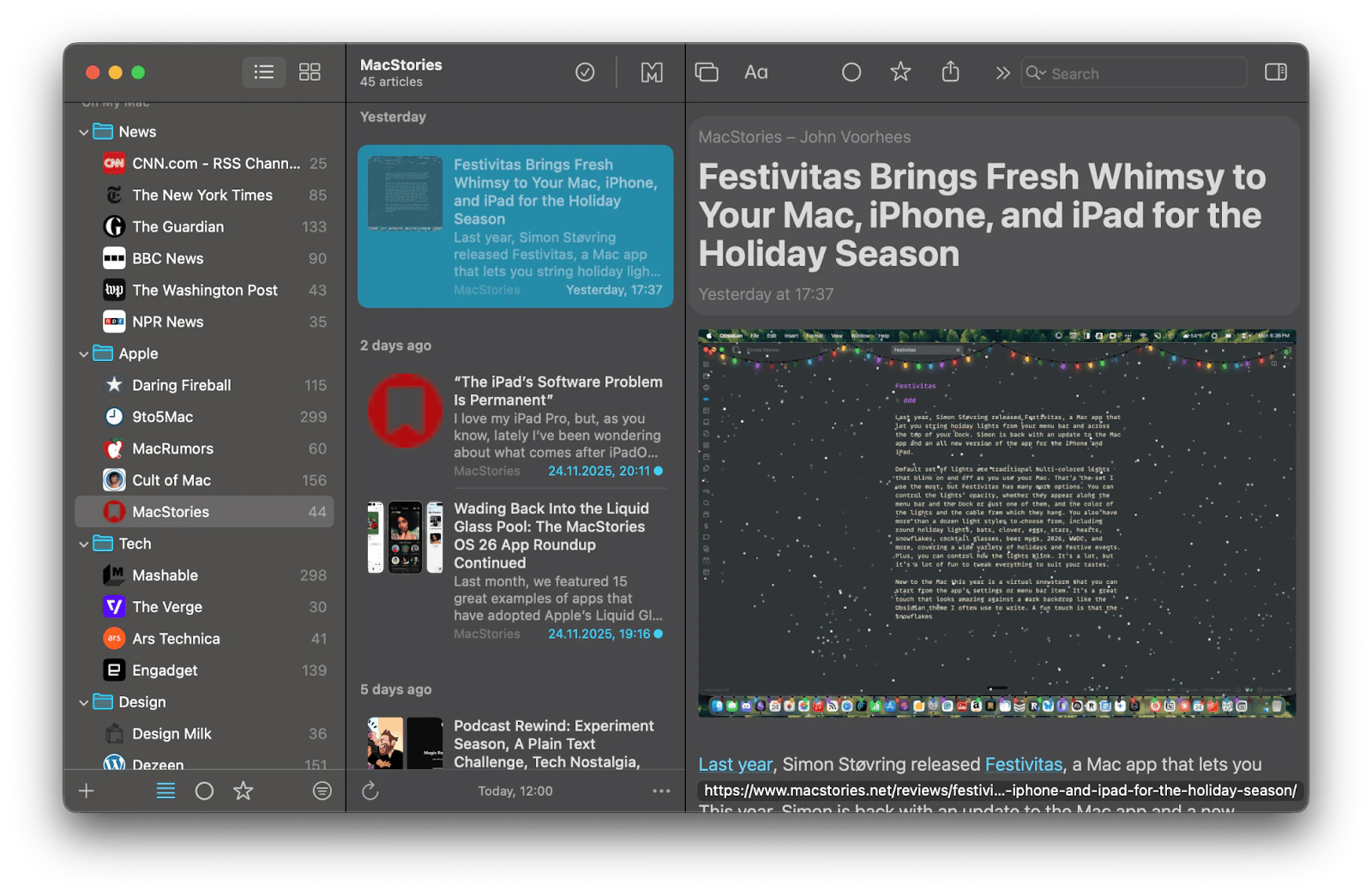 The news feed of News Explorer, a news-reading app that is available on Setapp. The news feed of News Explorer, a news-reading app that is available on Setapp.