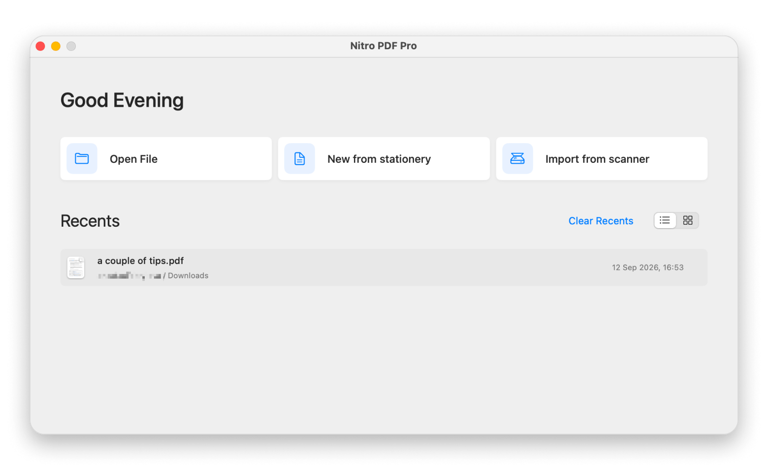 The main screen of Nitro PDF Pro, a PDF editor available on Setapp