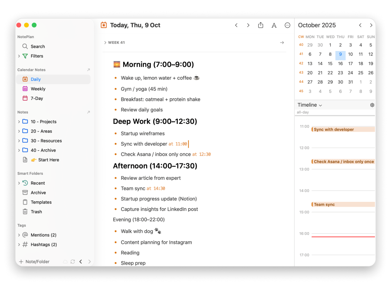 Noteplan is a productivity app included in Setapp.