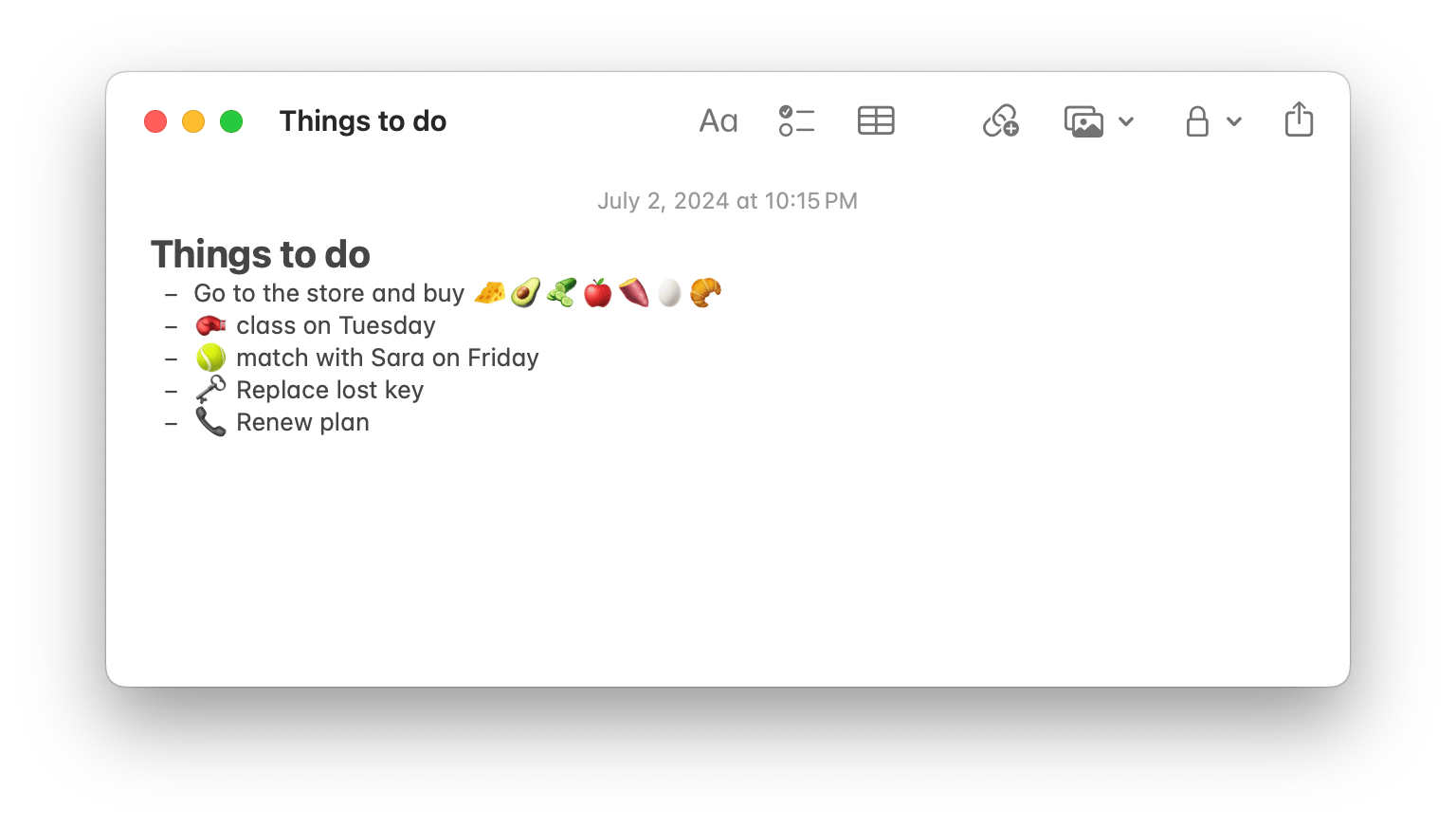 notes app emojis