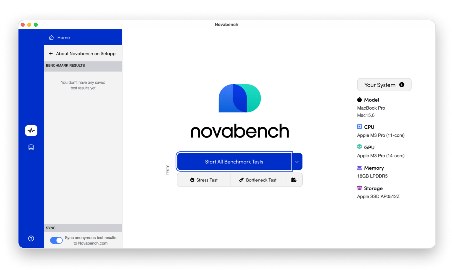 novabench benchmark test run app