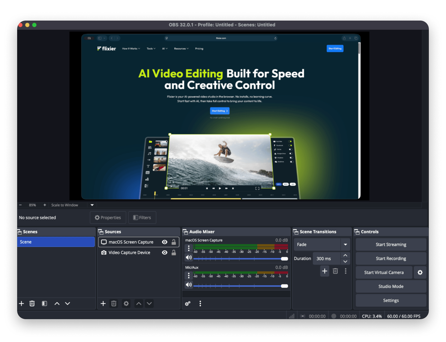 OBS Studio is a video recording software for Mac