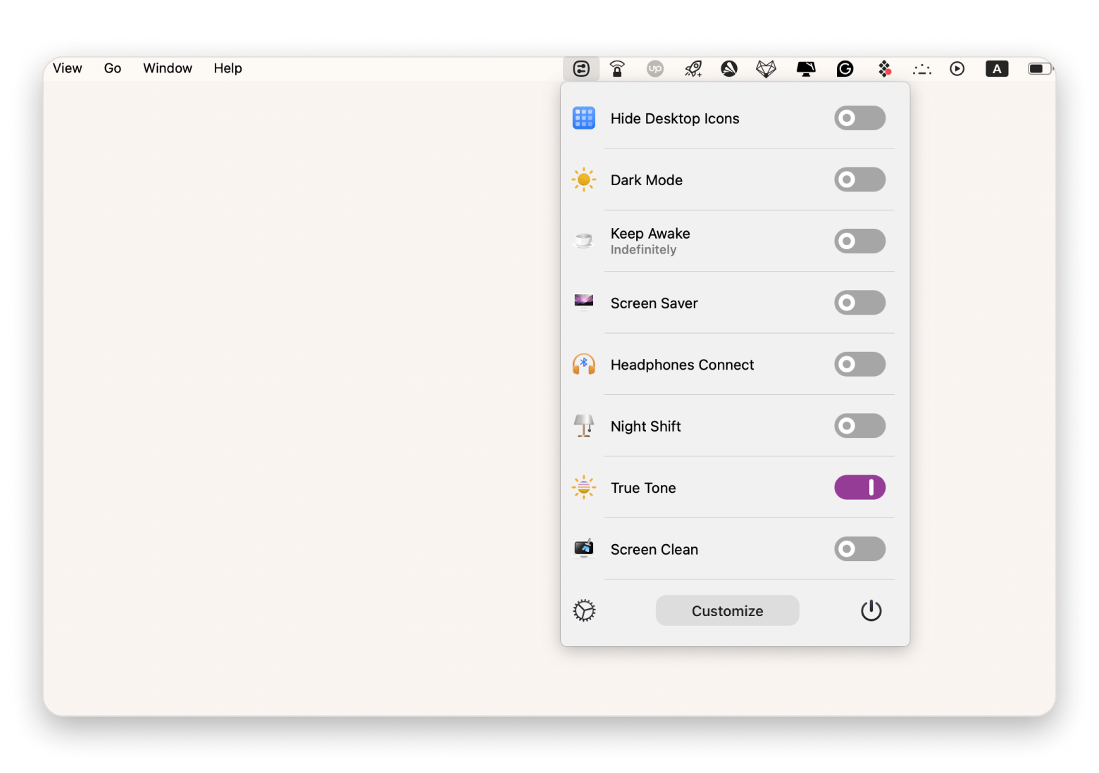 The interface of OneSwitch, a time-saver app that is available on Setapp The interface of OneSwitch, a time-saver app that is available on Setapp
