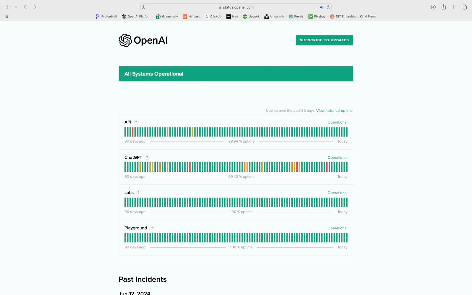 OpenAI Status page