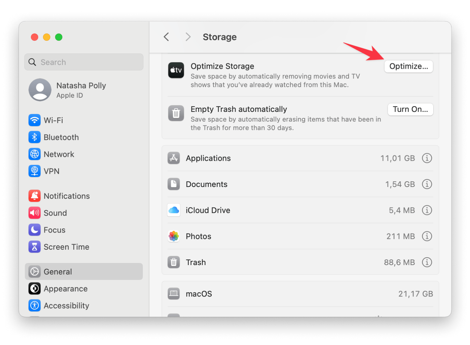 Optimize Storage > Save space by automatically removing movies and TV shows that you've already watched from this Mac.