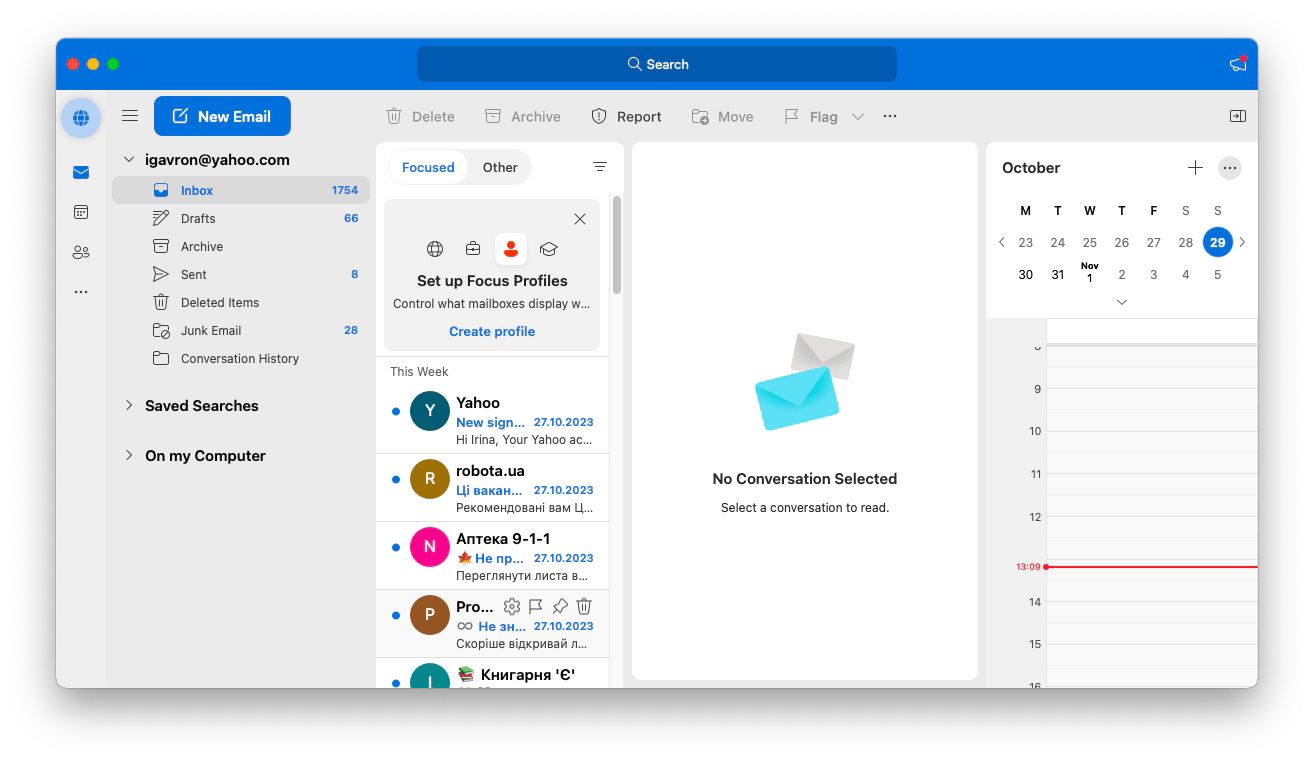 Outlook integrated calendar