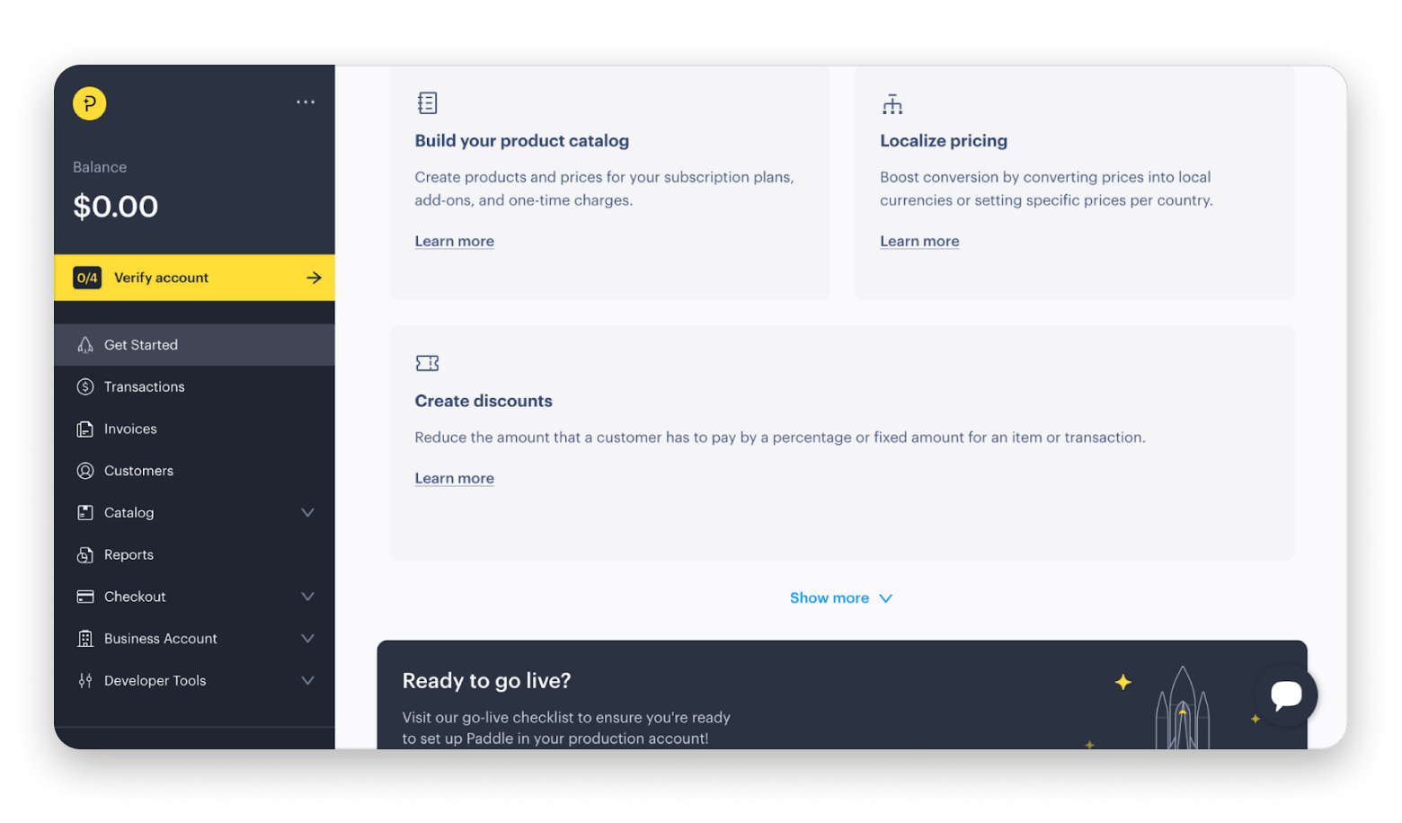 paddle dashboard