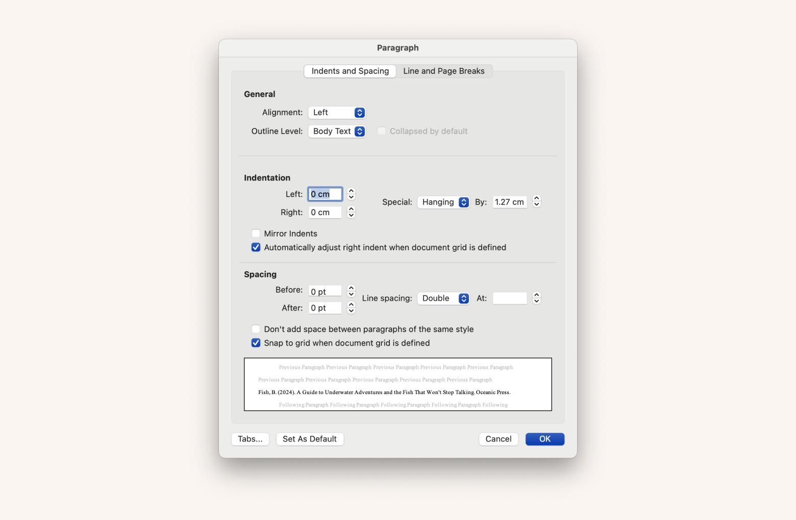 paragraph settings microsoft word